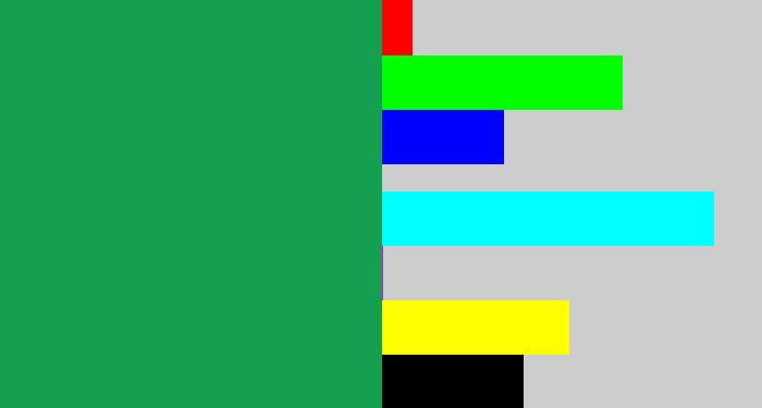 Hex color #15a051 - emerald