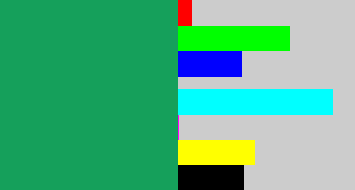 Hex color #15a05b - viridian