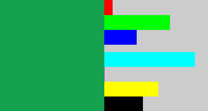 Hex color #15a14e - emerald