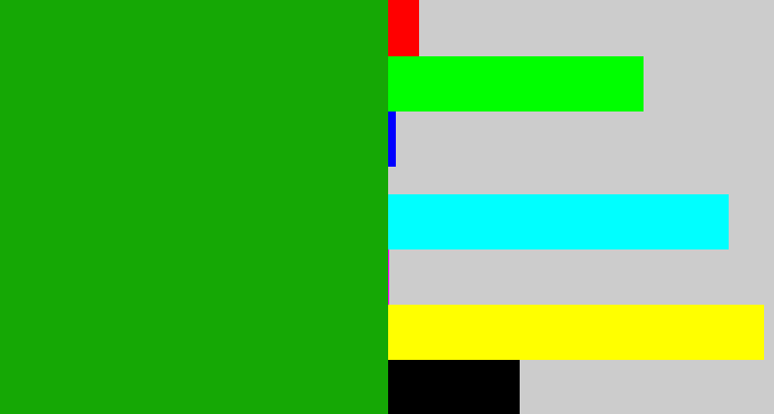 Hex color #15a805 - green