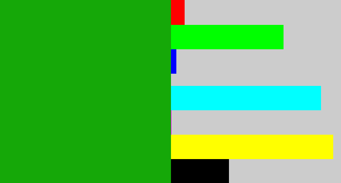 Hex color #15a808 - green