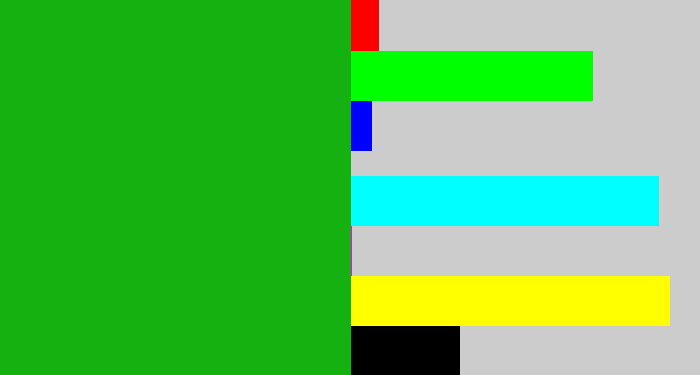 Hex color #15b110 - green