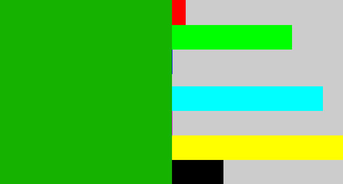 Hex color #15b200 - green