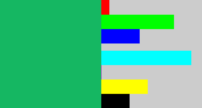 Hex color #15b762 - algae green