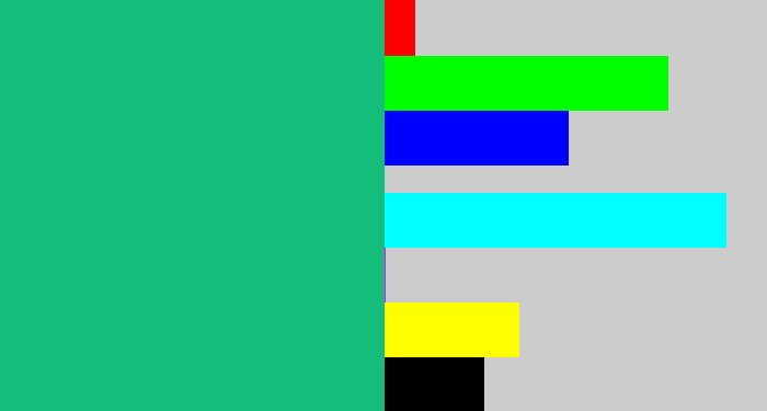 Hex color #15bd7a - green teal