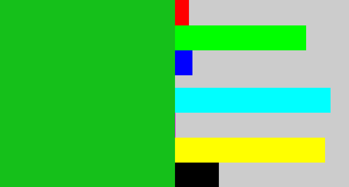 Hex color #15c01a - green