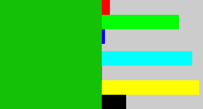 Hex color #15c107 - green