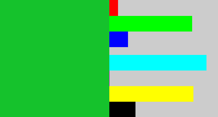 Hex color #15c22c - green