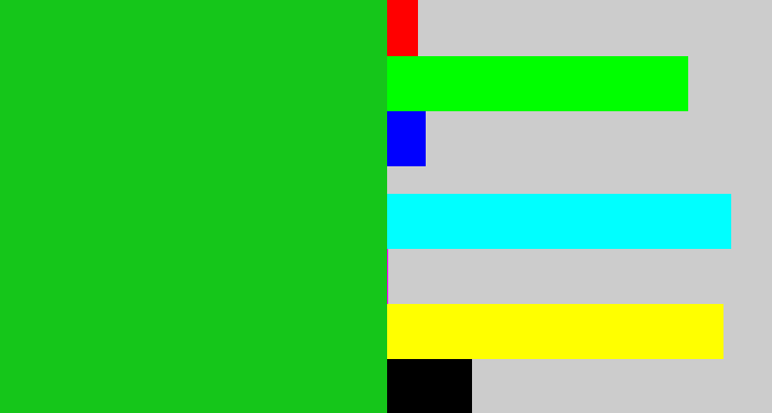 Hex color #15c61a - green