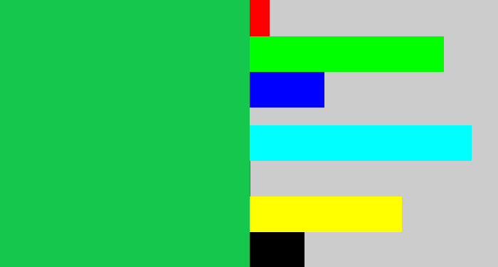 Hex color #15c74d - shamrock green