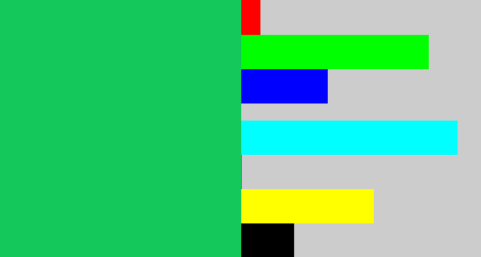 Hex color #15c85b - algae green