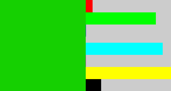 Hex color #15d001 - vibrant green