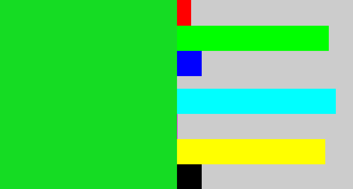 Hex color #15dc23 - vibrant green