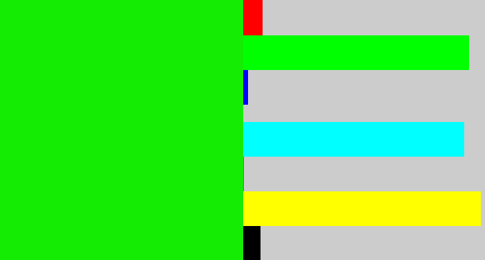 Hex color #15ec04 - highlighter green