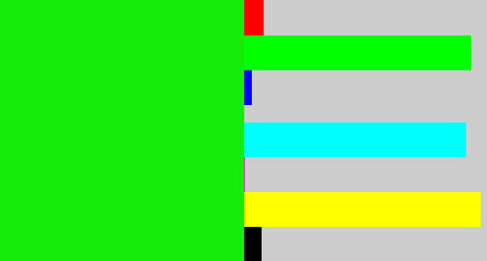 Hex color #15ec07 - highlighter green