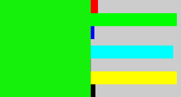 Hex color #15f10b - highlighter green