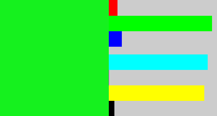Hex color #15f11e - electric green