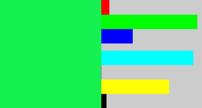 Hex color #15f150 - bright light green