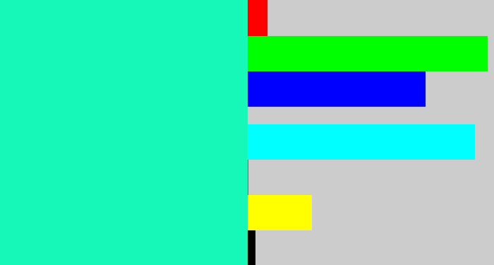 Hex color #15f8b8 - greenish cyan