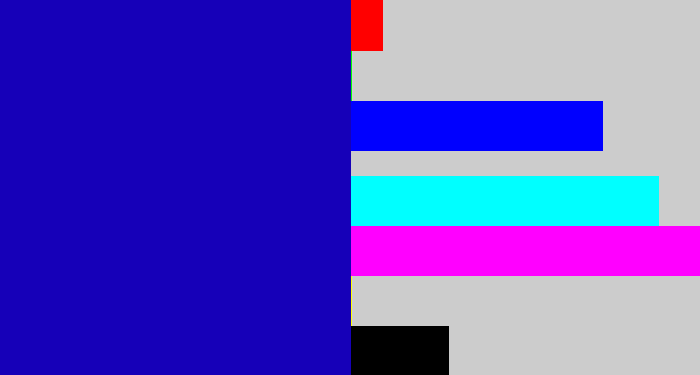 Hex color #1600b8 - ultramarine