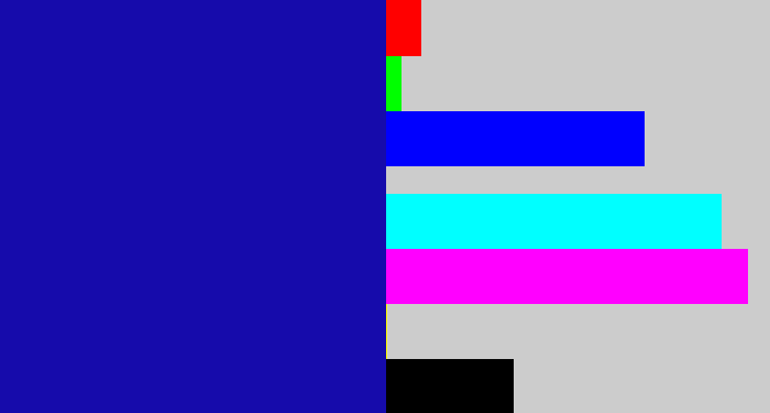 Hex color #160bab - ultramarine