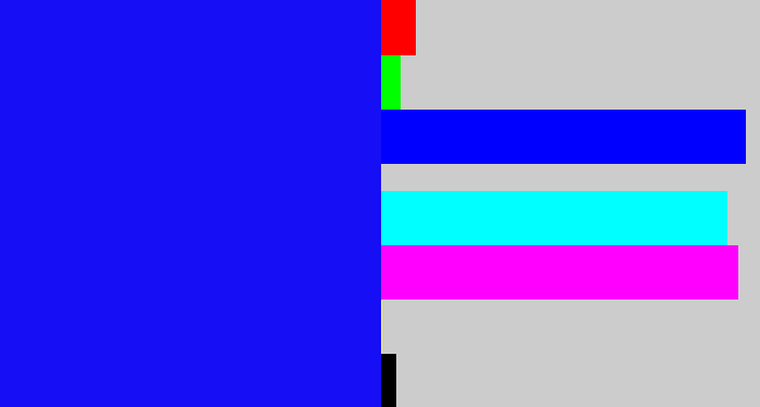 Hex color #160ef4 - strong blue