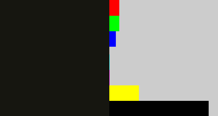 Hex color #161610 - almost black