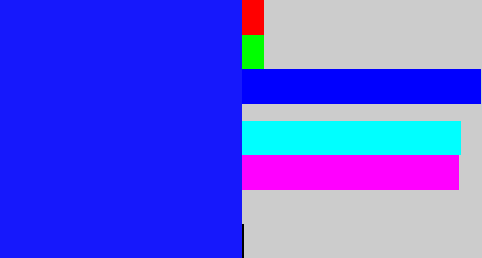 Hex color #1618fc - rich blue