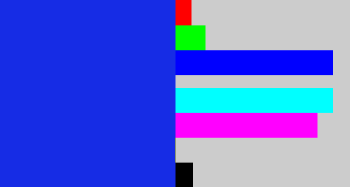 Hex color #162ce5 - vivid blue