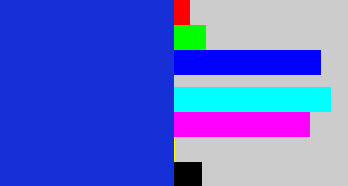 Hex color #162fd6 - blue blue