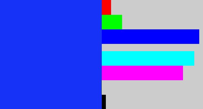 Hex color #1632f6 - vivid blue