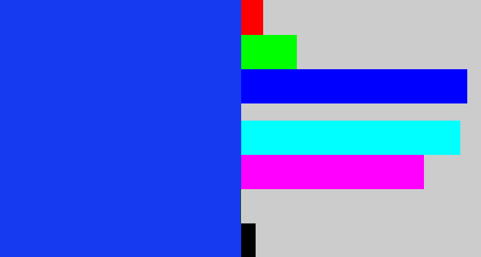 Hex color #163af0 - vivid blue