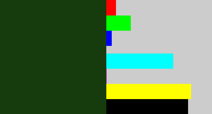 Hex color #163b0c - forrest green