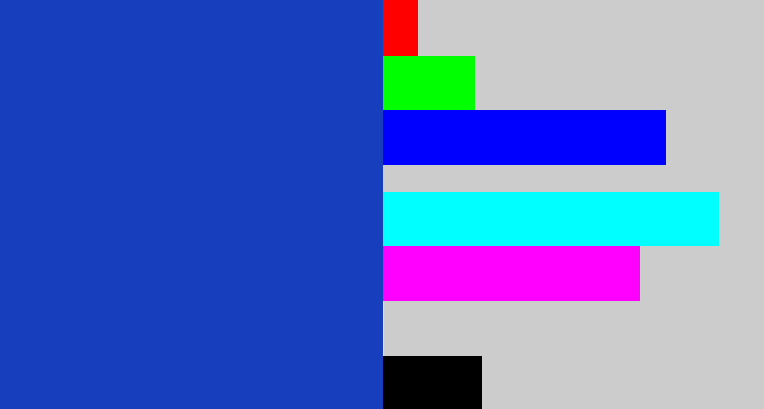 Hex color #163ebd - blue blue