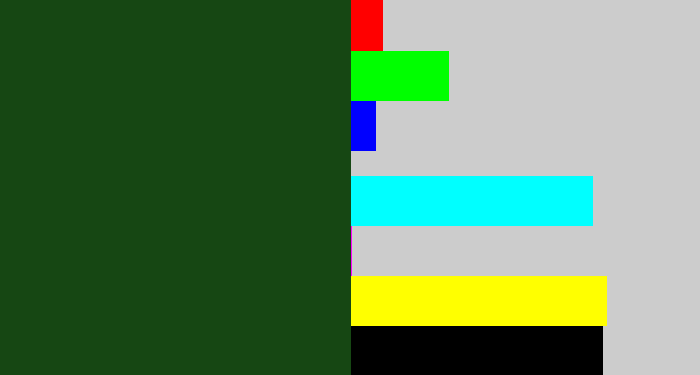 Hex color #164713 - forrest green
