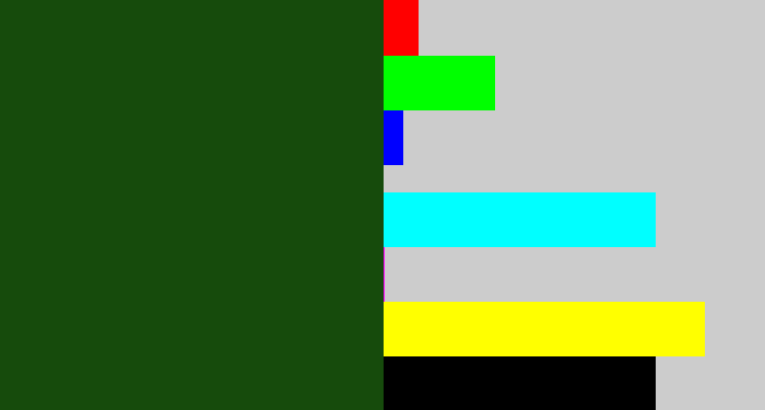 Hex color #164b0c - forrest green