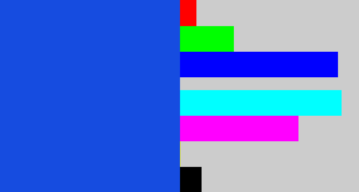 Hex color #164ce0 - blue