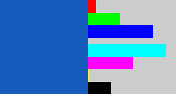 Hex color #165cbc - mid blue