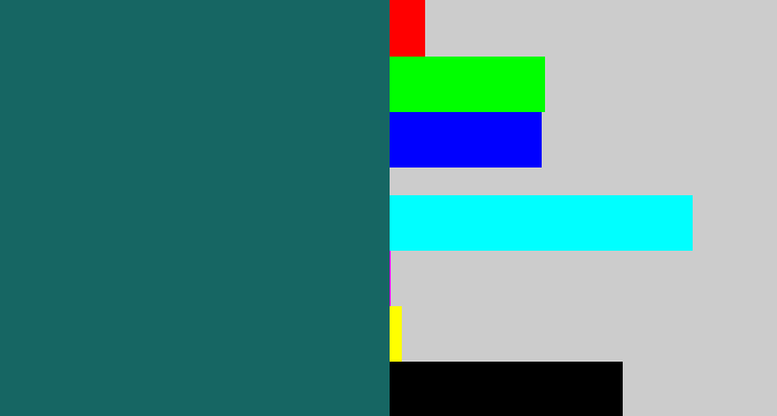 Hex color #166663 - dark green blue