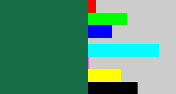 Hex color #166f46 - dark green blue