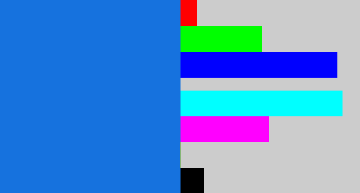 Hex color #1672de - cerulean blue
