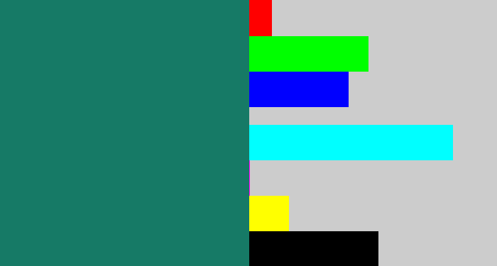 Hex color #167a66 - blue green