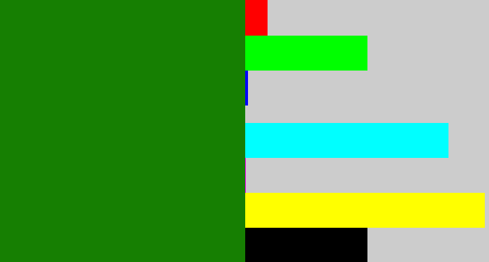 Hex color #167f02 - true green