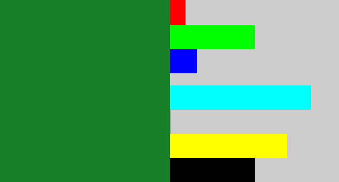Hex color #167f28 - darkish green