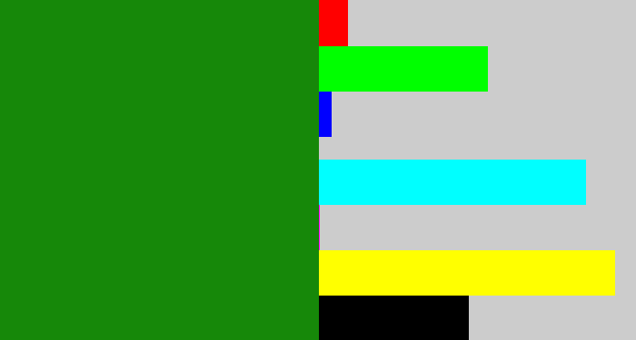 Hex color #168809 - true green