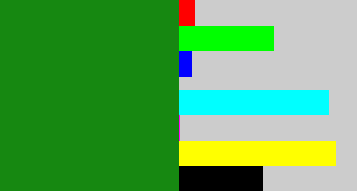 Hex color #168811 - true green