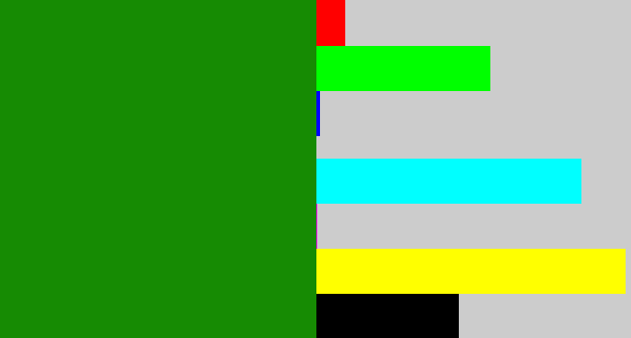 Hex color #168b03 - true green