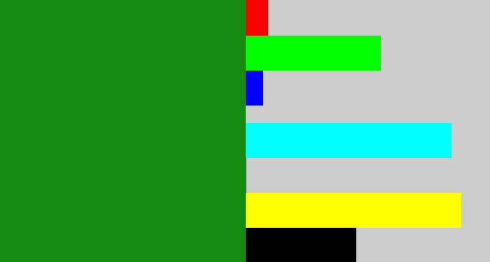 Hex color #168b11 - true green