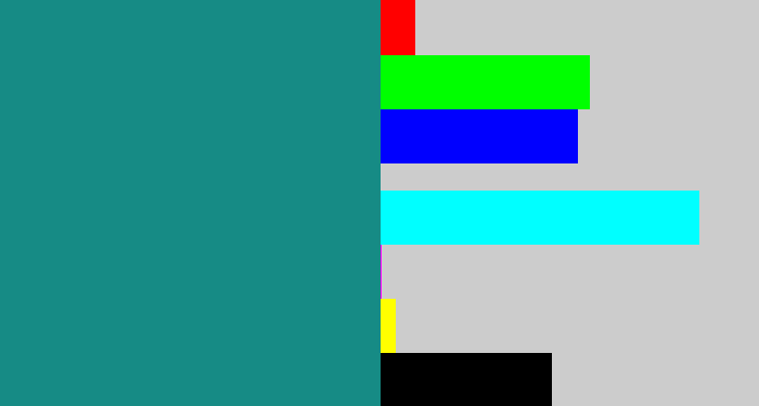 Hex color #168b85 - greenish blue