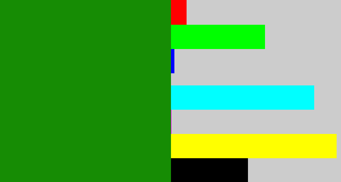 Hex color #168c04 - true green